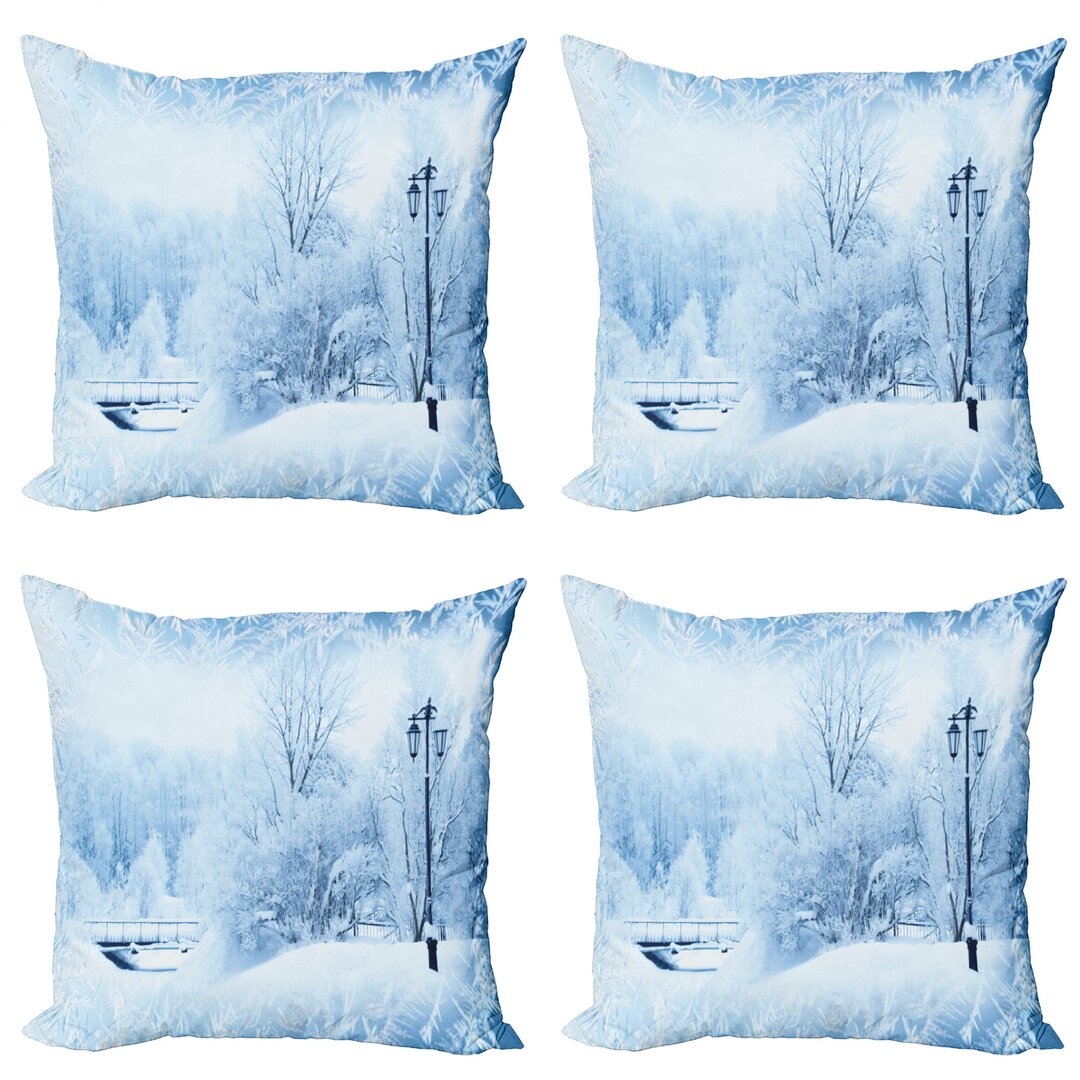 Dekokissen Kissenbezug, Wonderland Weihnachtsfeiertags, Winter, Blau Weiss