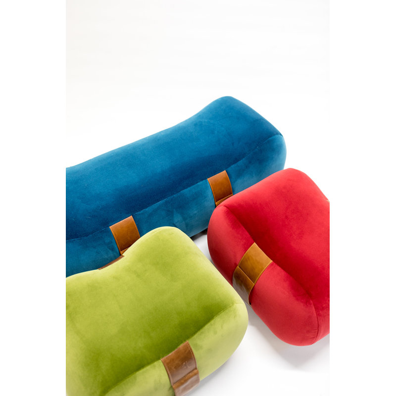 Milo Velvet Upholstered Bench, Ocean/Creme Brulee