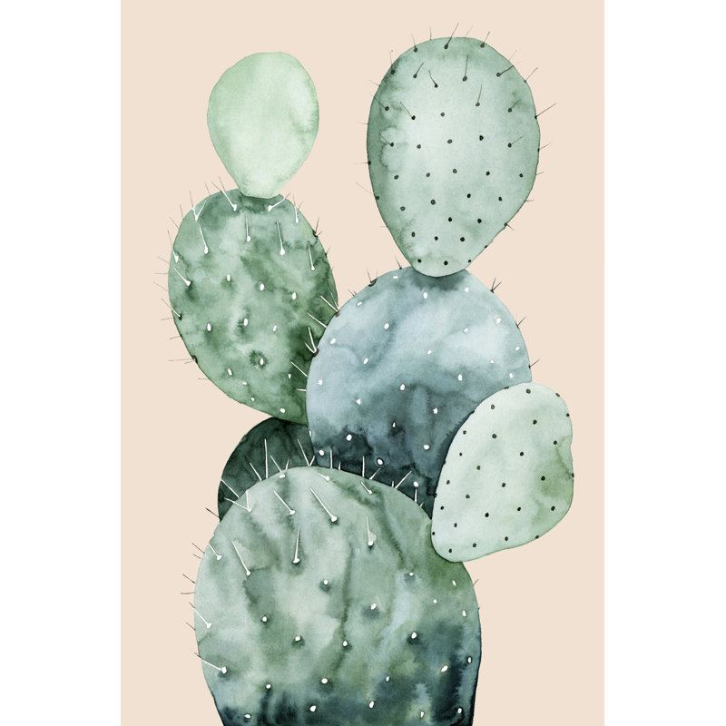 «Cactus on Coral II», peinture sur toile, H 18 po x l 12 po