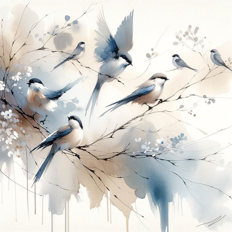 " Ethereal Flock ", 12" H x 12" W x 1" D