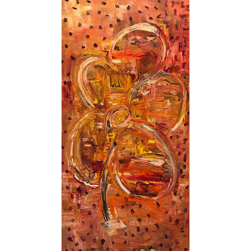 Orange Flower Painting by Irina Gorbman, 14" H x 11" W