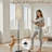  68.5" Standing Floor Lamp Beige Abstract Geometric Wave Interlocking Lines Dimmable Metal Pole Lamp with Linen Lampshade LED Bulb Included