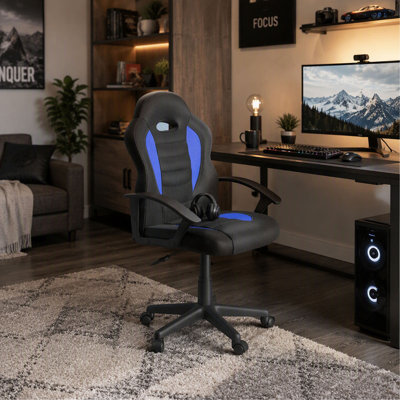 Kids Gaming and Student Racer Chair with Smooth Rolling Wheels, Ergonomic Design with Sturdy Frame, for Gaming and Study Room
