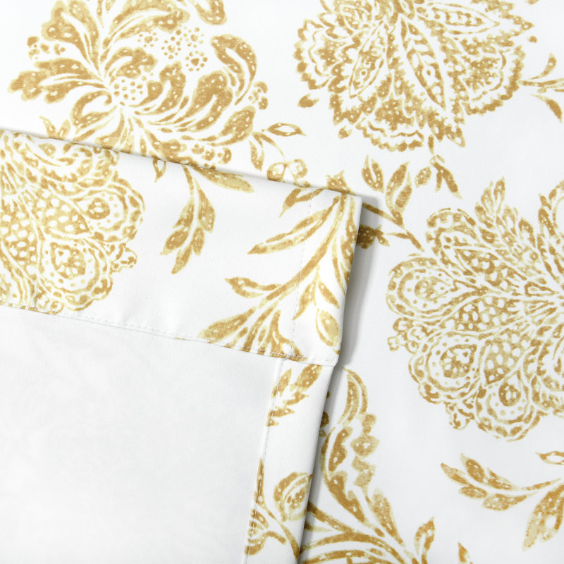 Alecs Floral Room Darkening Rod Pocket Curtain Panel, 52" W x 84" L, Ochre