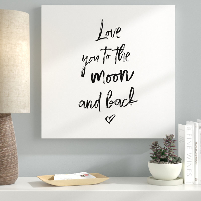 «Love You to the Moon and Back», reproduction d'art textuel sur toile, H 24 po x l 24 po x P 1,5 po
