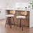 Set of 2 Counter Height Bar Stools, 26-Inch Swivel Stools with Cane Back and Linen Seat, Walnut Wood Kitchen Island Stools with 360-Degree Rotation, 330lb Capacity for Bar and Counter-1539078163