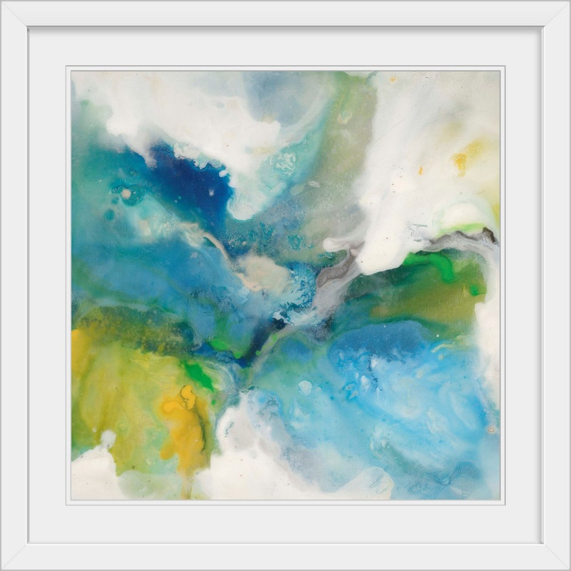 « i » joshua schicker,, reproduction d’art Green Ethos, H 32 po x l 32 po x P 1 po, Cadre blanc