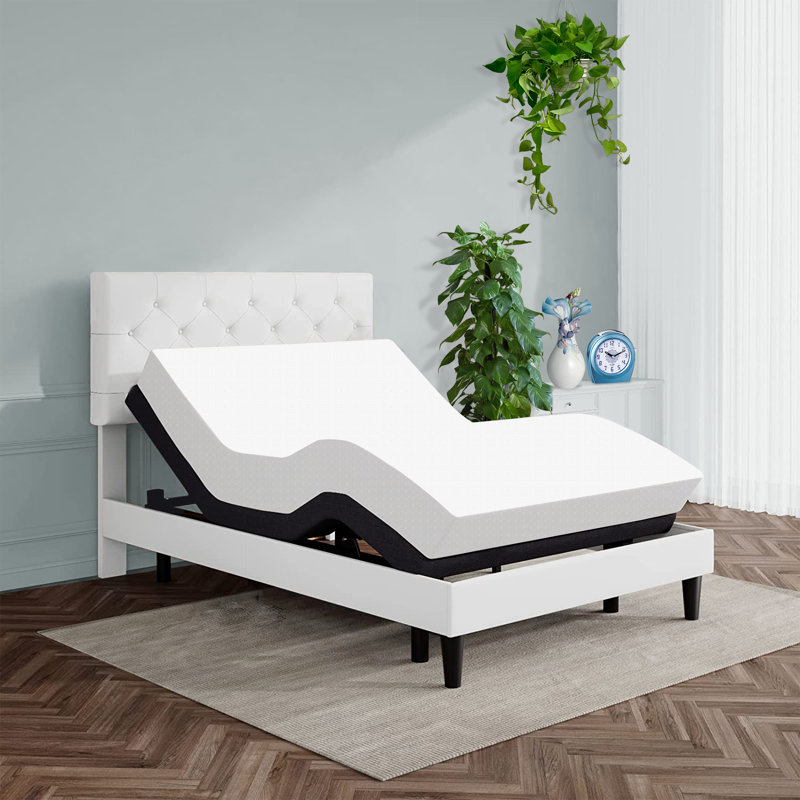 Base de lit réglable Zariah Zero Gravity, télécommande sans fil, massage avec fauteuil inclinable à dégagement zéro, inclinaison du coussin