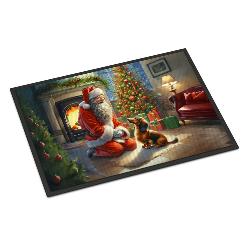 Dachshund and Santa Claus Doormat, 24" W x 36" L