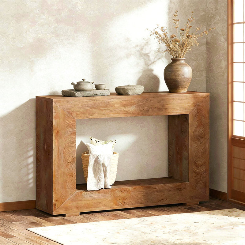 Canapé d'entrée moderne, console en bois, Brun