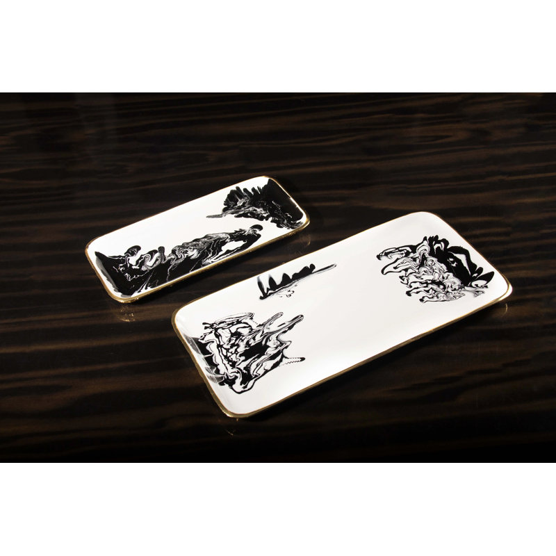 Grand plateau rectangulaire Bianco Nero