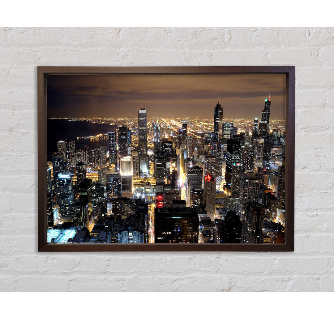 Chicago Skyline Nights - Einzelner Bilderrahmen Kunstdrucke auf Leinwand