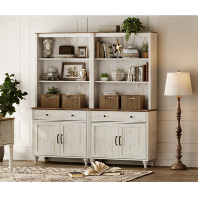 Ensemble de 2 garde-manger avec portes et tiroirs Scarlett, armoire de rangement Farmhouse