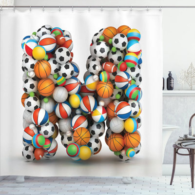 Letter M Shower Curtain Set + Hooks -  Ambesonne, sc_49606