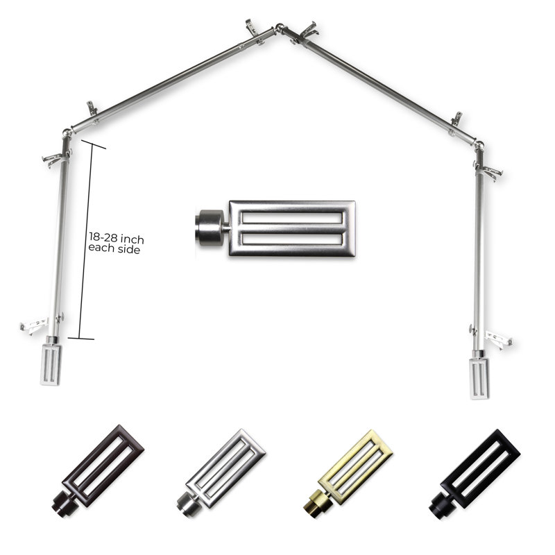 Tringle à rideaux simple à baie vitrée réglable de 28 à 48 po Iovu, Nickel satiné, 18 po à 28 po (chaque côté)
