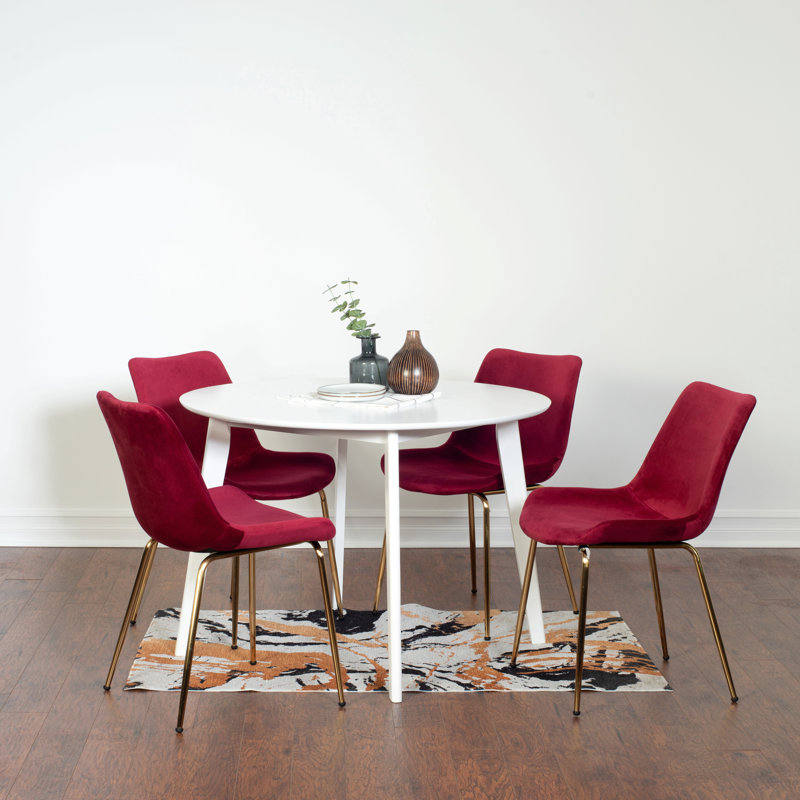 Ensemble de salle à manger Aufurr, table de salle à manger ronde blanche avec chaises, plateau de table rond, Rouge