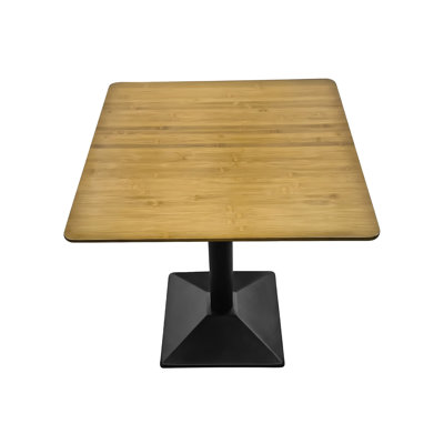 Square Bamboo Dining Table with Metal Pedestal Base for 2