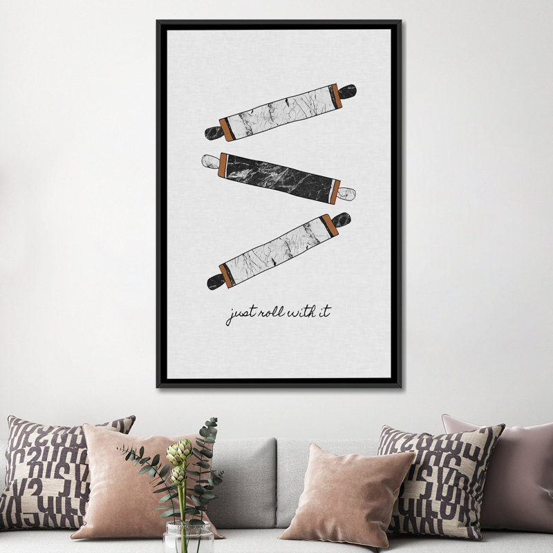 «Just Roll with it», impression sur toile, H 26 po x l 18 po x P 1,5 po, Toile avec cadre noir, Pas de tapis