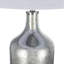 Lampe de table ronde argentée avec abat-jour en tissu blanc (ampoule non incluse)