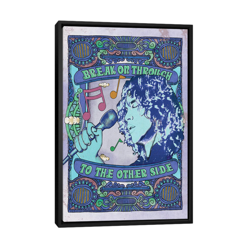 Jim Morrison Break on Through Blue - publicité imprimée, H 40 po x l 26 po x P 1,5 po, Aucun mat, Toile avec cadre noir