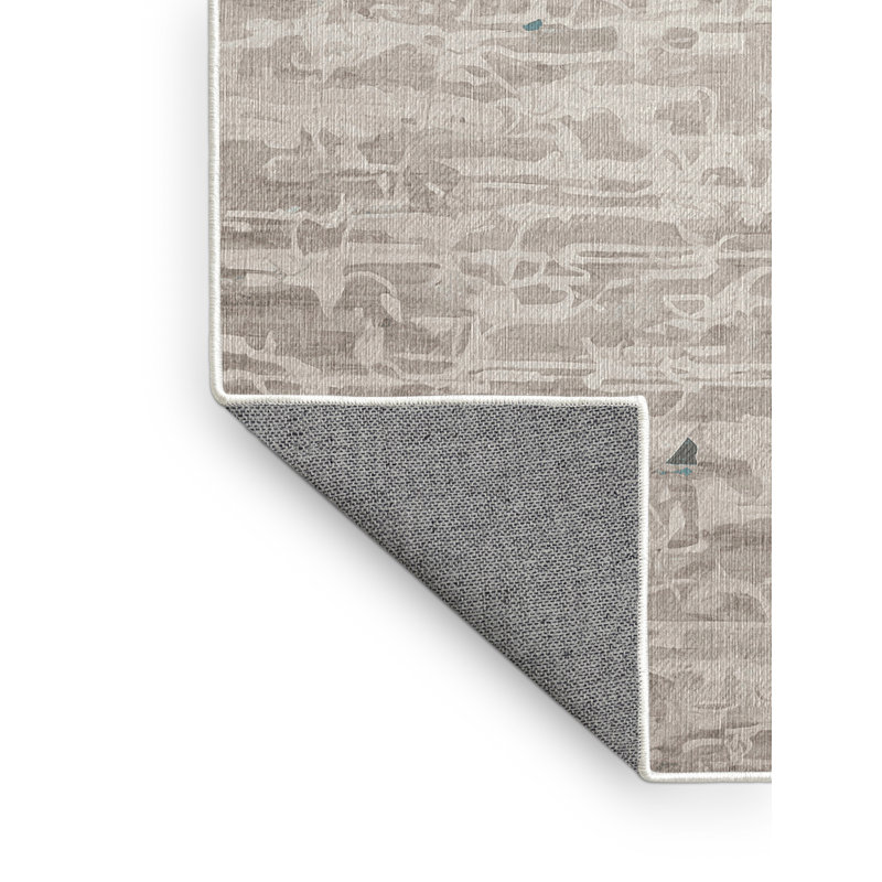 Machine Washable Beige Area Rug, Square 8'
