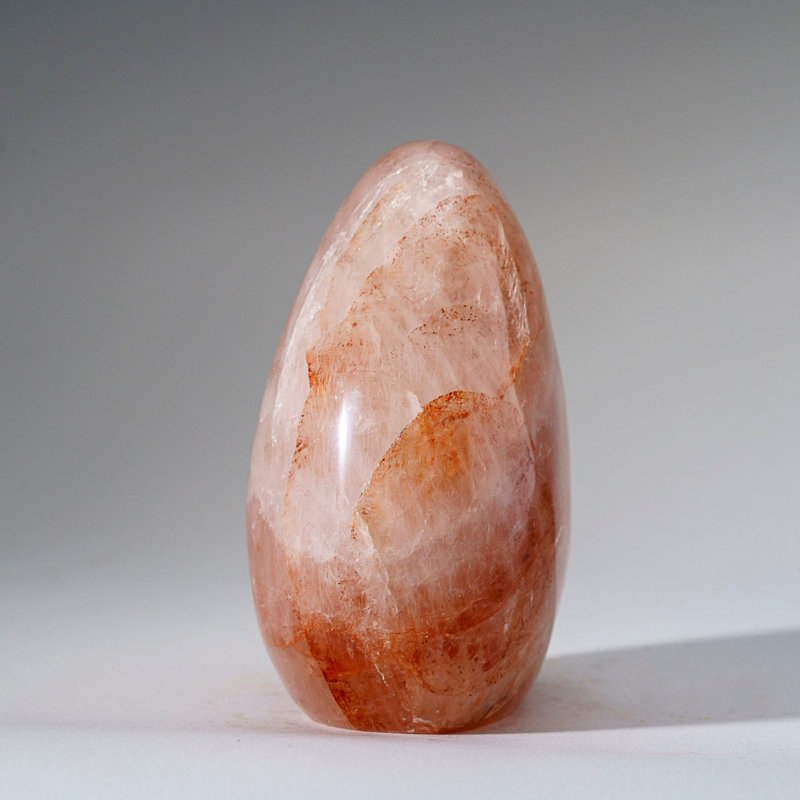 Genuine Polished Strawberry Quartz Flame Freeform (1.4 Lbs), Orange, 4" H x 3.5" W x 2" D
