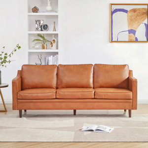 Azriah 80.31\u0027\u0027 Faux Leather Square Arm Sofa