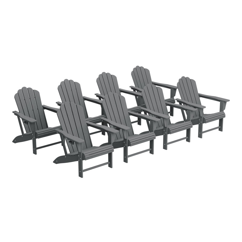 Outdoor Poly Adirondack Chair (Set Of 8), Gray