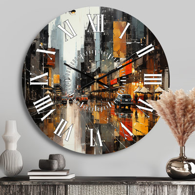 Horloge murale City Collage V - Collages abstraits à face blanche