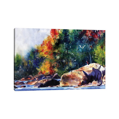Saluda River Rocks by Rachel Parker - Painting on Canvas