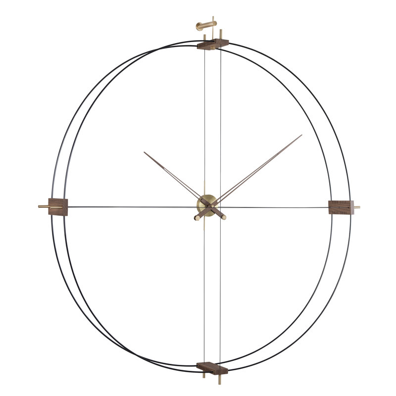 Delmori Analog Wall Clock, Chrome/Walnut