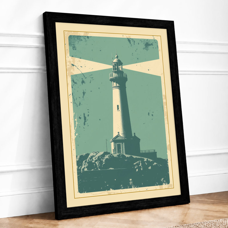 Lighthouse Beacon Vintage - Print, Black, A4 - 29.7 x 21.0 cm
