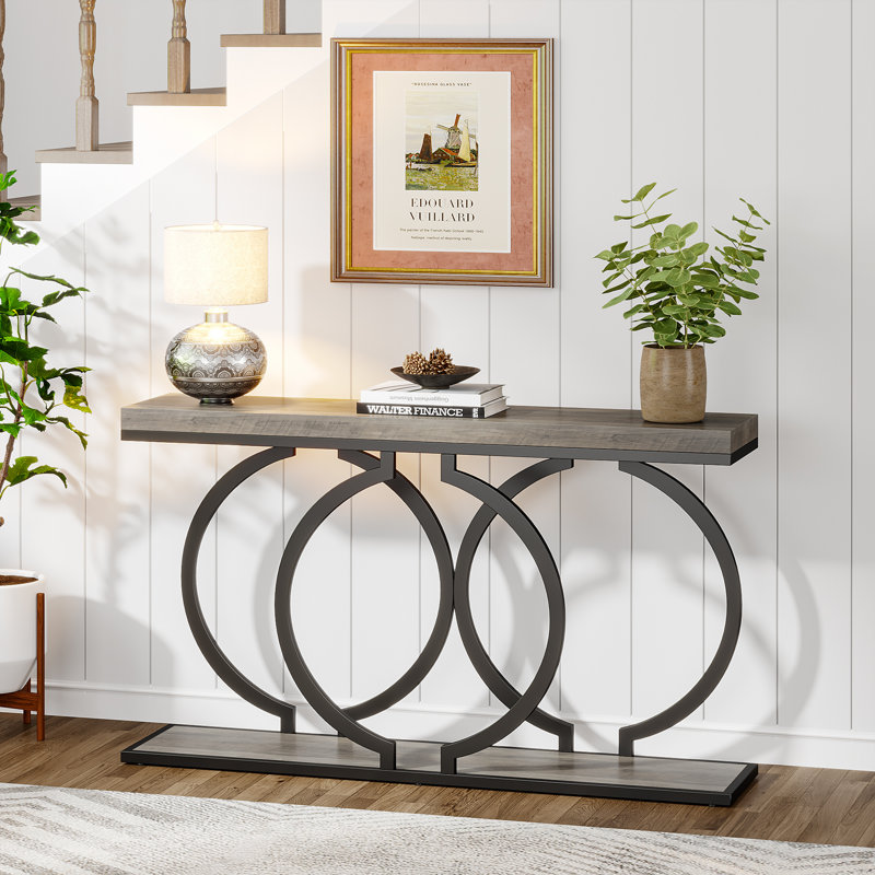 Korrion Console Table, Gray/Black