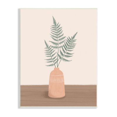 Botanical Herb Ferns Roots Aztec Planted Patterned Vasegray Farmhouse Rustic Oversized
