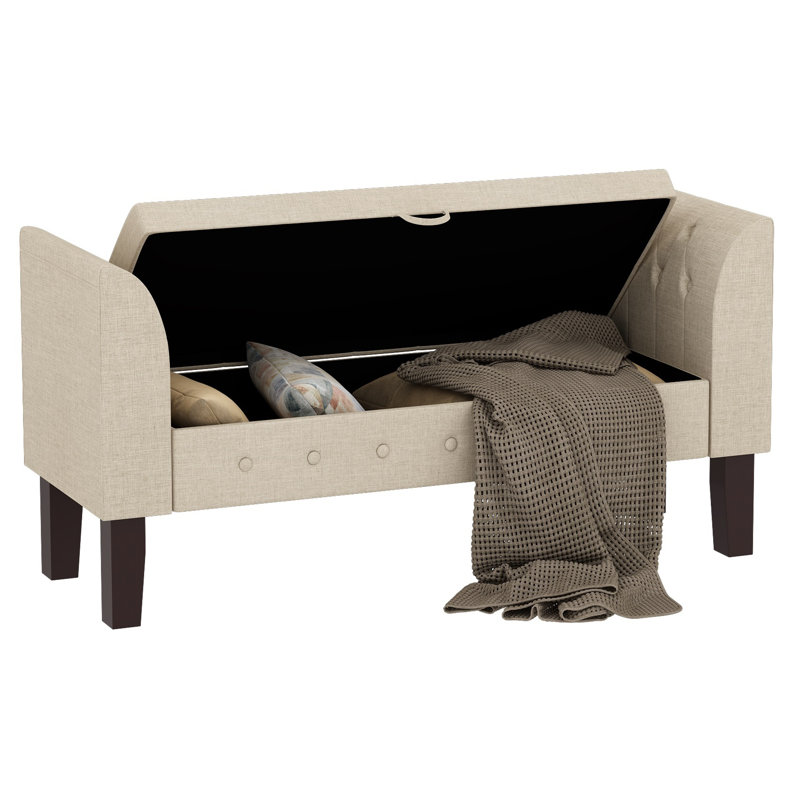 Banc de rangement en bois massif Hannabel, Brun clair