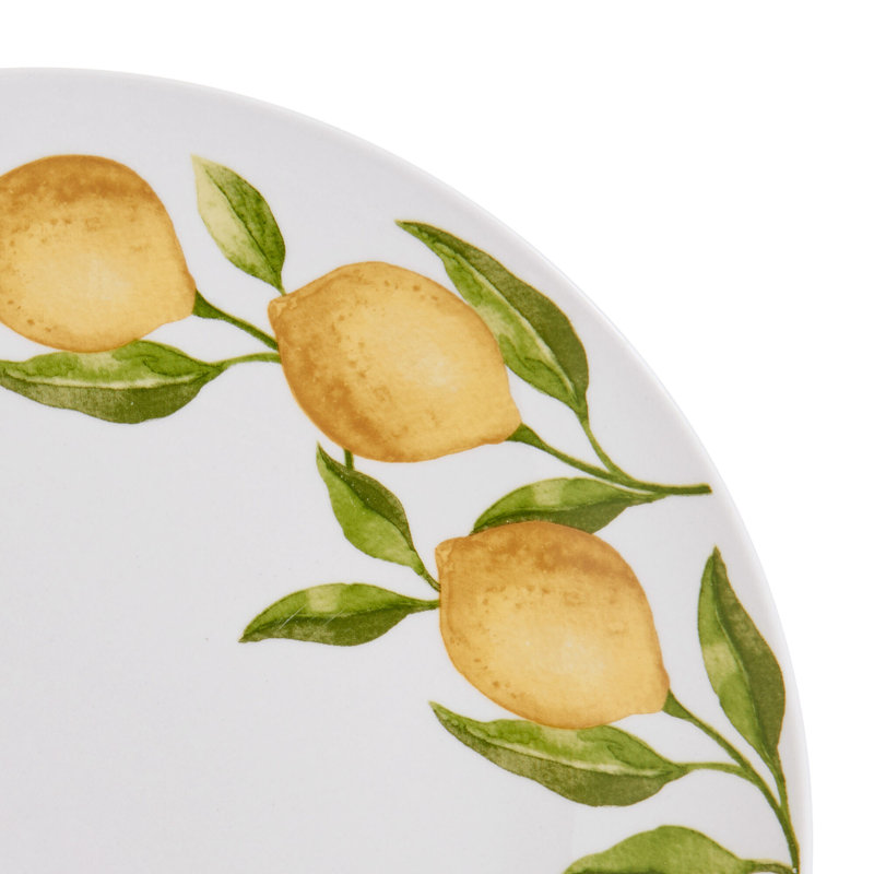 Country Lemons 16-Piece Porcelain Dinnerware Set-Service For 4