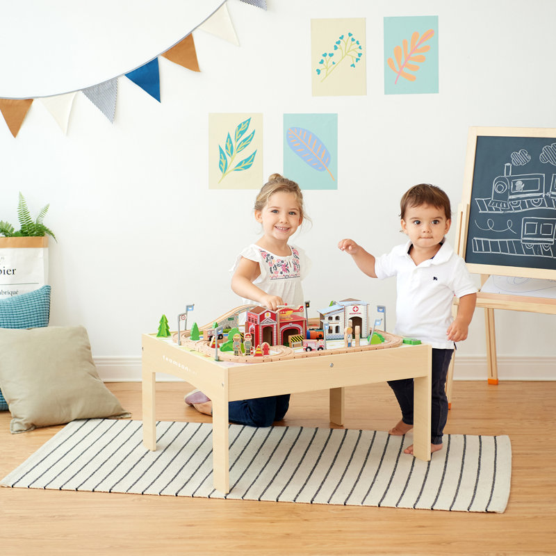 Teamson Kids Preschool Play Lab Kids 85-pc. Train Table & Town Playset, Wood