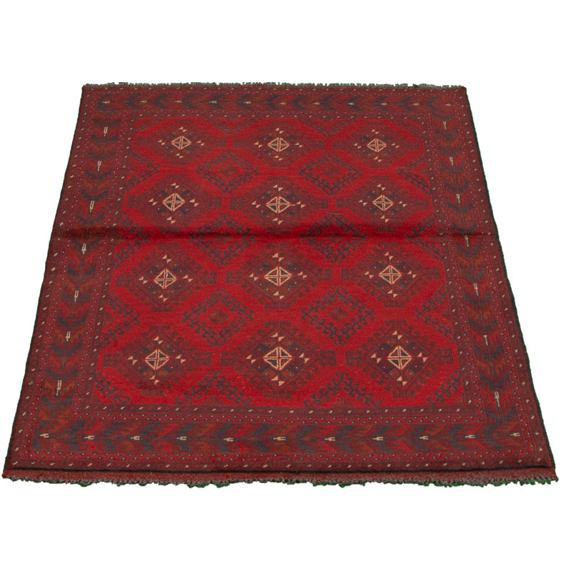 Tapis de zone en laine rouge/noir 4 pi 1 po x 6 pi 4 po à main one-of-kind-noué la 2010 esari Allaina