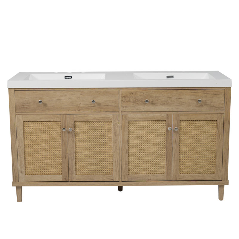 Meuble-lavabo double 60 po avec comptoir SMC, Bois