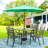 Square Metal Outdoor Dining Table With Umbrella Hole , 37'' in. W 37'' in. D