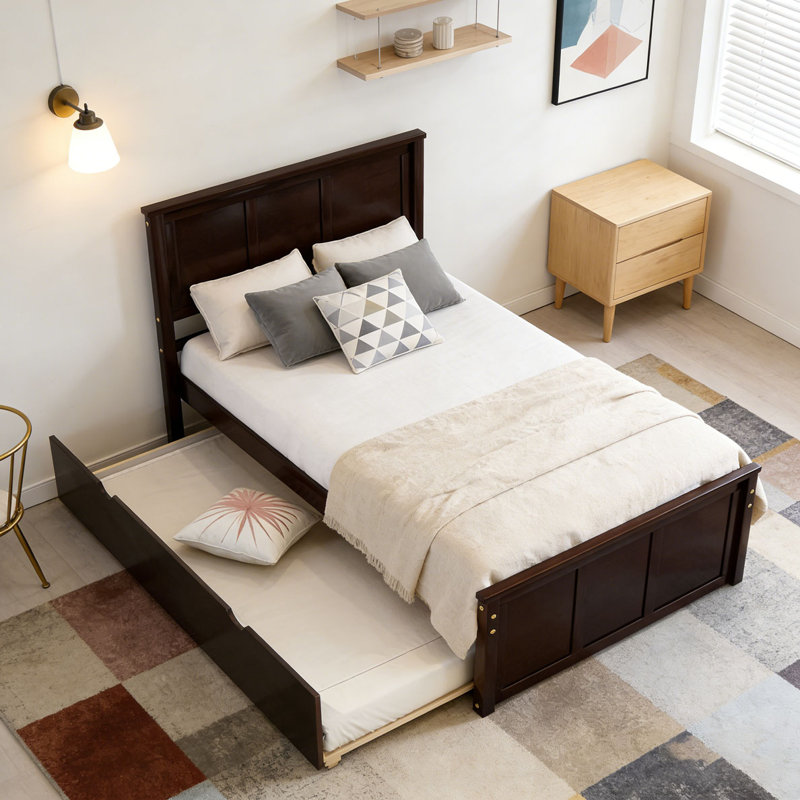 Lit plateforme avec lit gigogne simple, Gris
