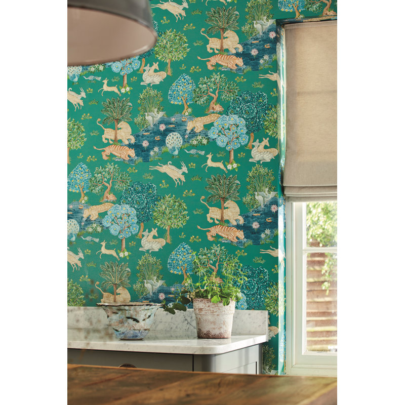 Pamir Garden Wallpaper, Teal/Peacock