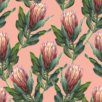 Protea Flower Pattern by Pink_Cactus - Wrapped Canvas Painting