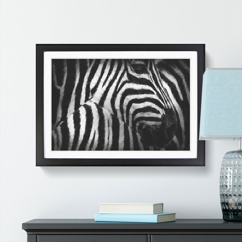Stripes of the Zebras - Picture Frame Graphic Art, 24cm H x 33cm W x 2cm D, Black Framed