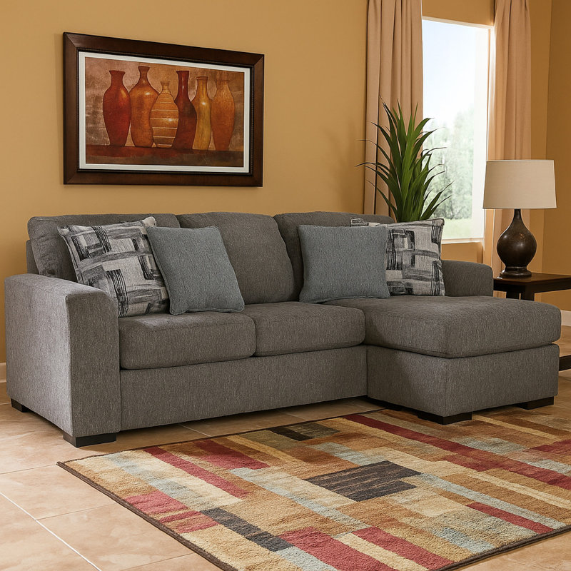 Canapé modulaire Iqay, 4 coussins, polyester gris étain 101 po