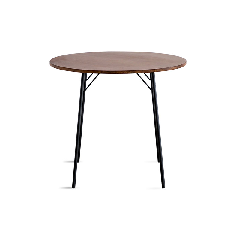 Walnut&Black Round Solid Wood Dining table, 29.53"H x 37.4"L x 37.4"W