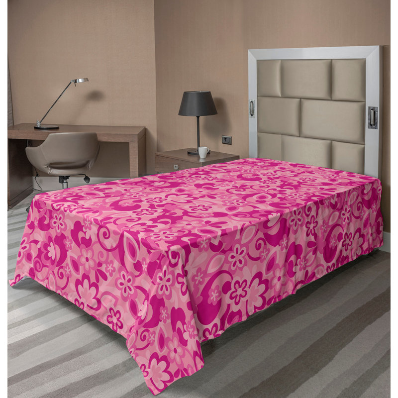 Drap plat moderne de style bohème Ambesonne, Magenta/Pastel Pink/Blush Floral, Drap plat pour lit simple