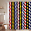 Rideau de douche jaune, rouge, blanc, bleu, noir avec 12 crochets