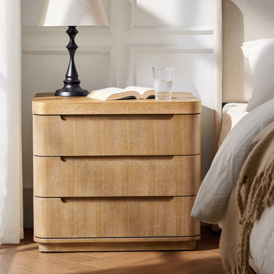 Wood Nightstand with 3 Drawers