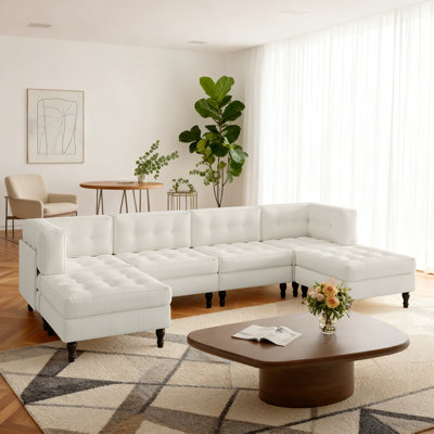 6 Seater Corduroy Sectional